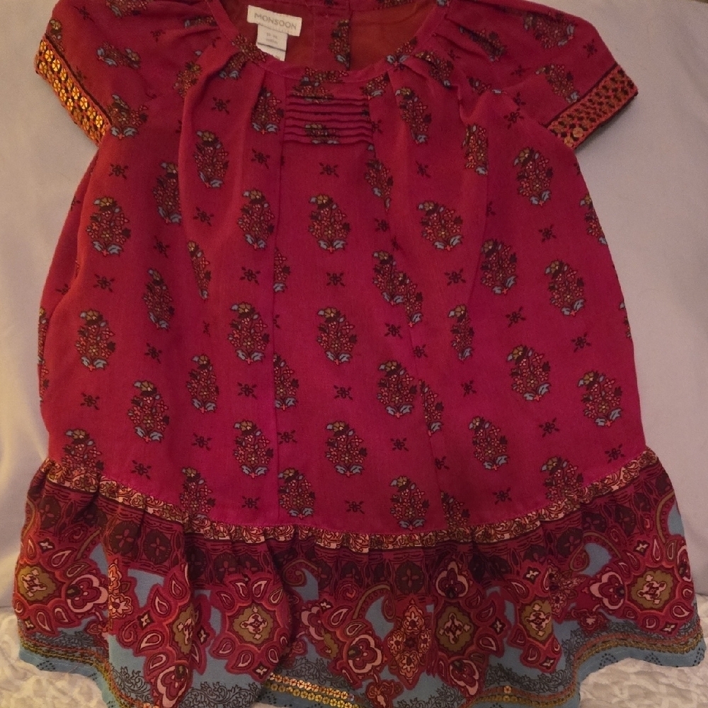 Monsoon London Dress From India Fabric & Style To Die For 12-18 Mos BOHO WHIMSY! - Picture 16 of 16